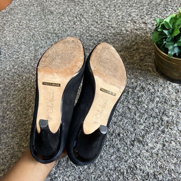 Cole Haan NikeAir Heels Pumps Womens Open Peep Toe Suede Career Business 8.5 B - Picture 5 of 9